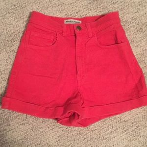 Red Denim Shorts
